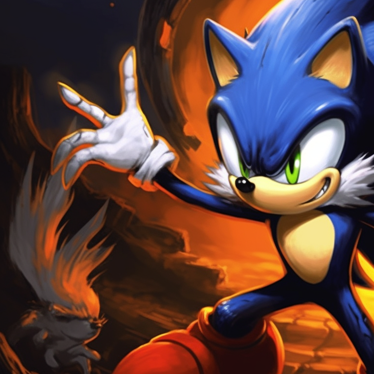 Sonic and Tails depicted as frightening fiends, set in a hauntingly vibrant color palette with supernatural elements. spooky sonic and tails matching pfp pfp for discord.