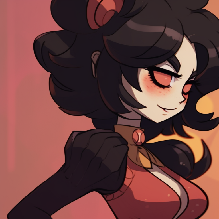 Moxxie and Millie under a moonlit sky, nuzzling each other, soft tones with romantic mood. design ideas for moxxie and millie pfp pfp for discord.