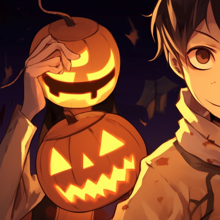 Characters in combat-ready stance, Halloween-inspired attire with striking details. halloween special aot matching pfp pfp for discord.