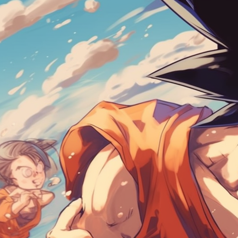 Both characters in a calm moment, colors are soft and the art style leans towards minimalistic. goku vs chichi battles pfp for discord.