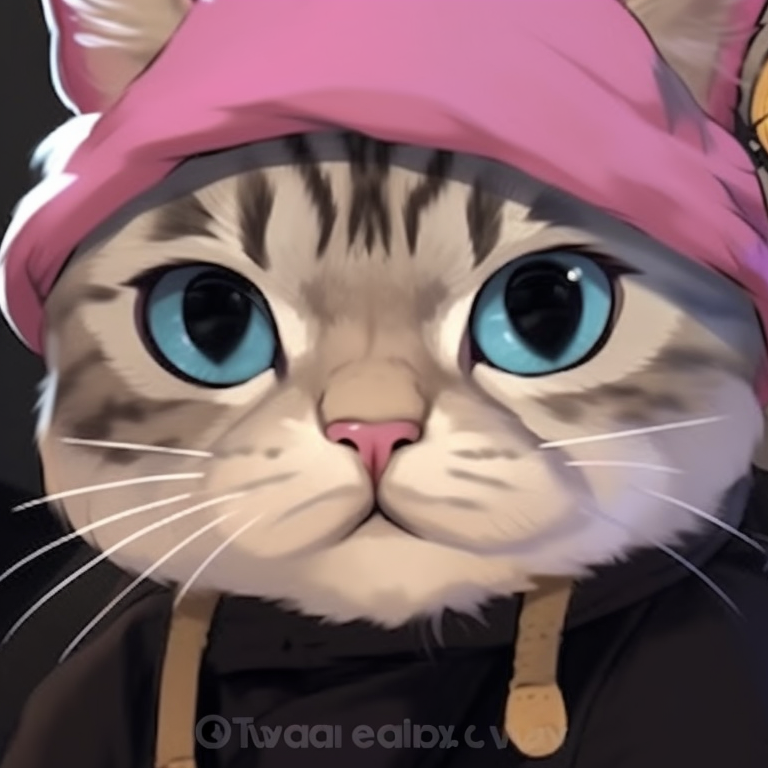 Two characters, street fashion and bright graffiti, with matching cat bandanas. adorable matching cat pfp pfp for discord.