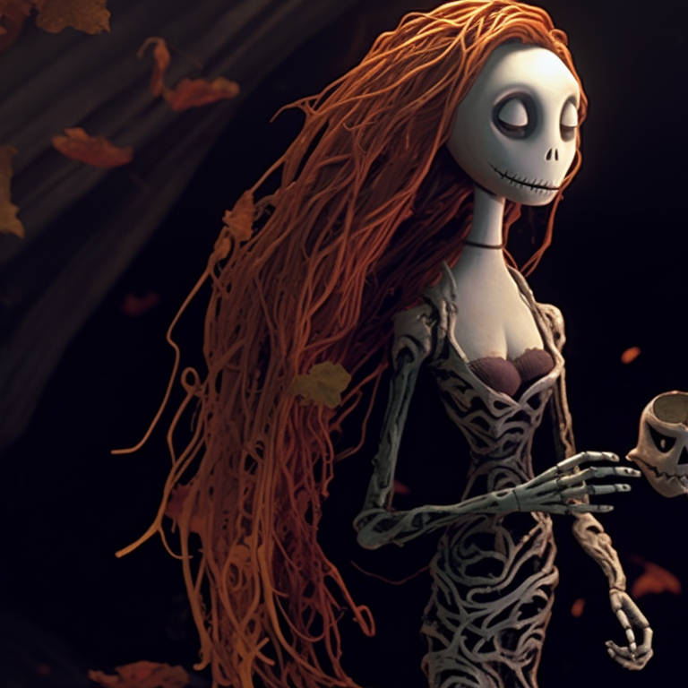 A sweet depiction of two ghostly characters, their translucent hands intertwined, against a backdrop of swirling autumn leaves. nightmare before christmas halloween theme matching pfp guide pfp for discord.