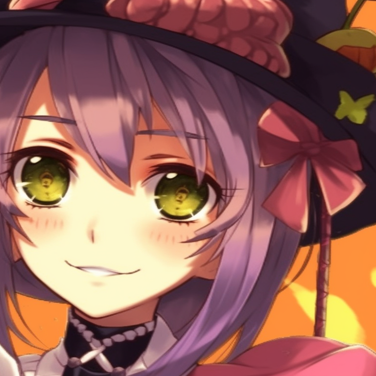 Obanai and Mitsuri, under the faint Halloween moonlight, dressed in Halloween-themed attires, subtle details on their expressive faces. mitsuri and obanai themed halloween matching pfps pfp for discord.
