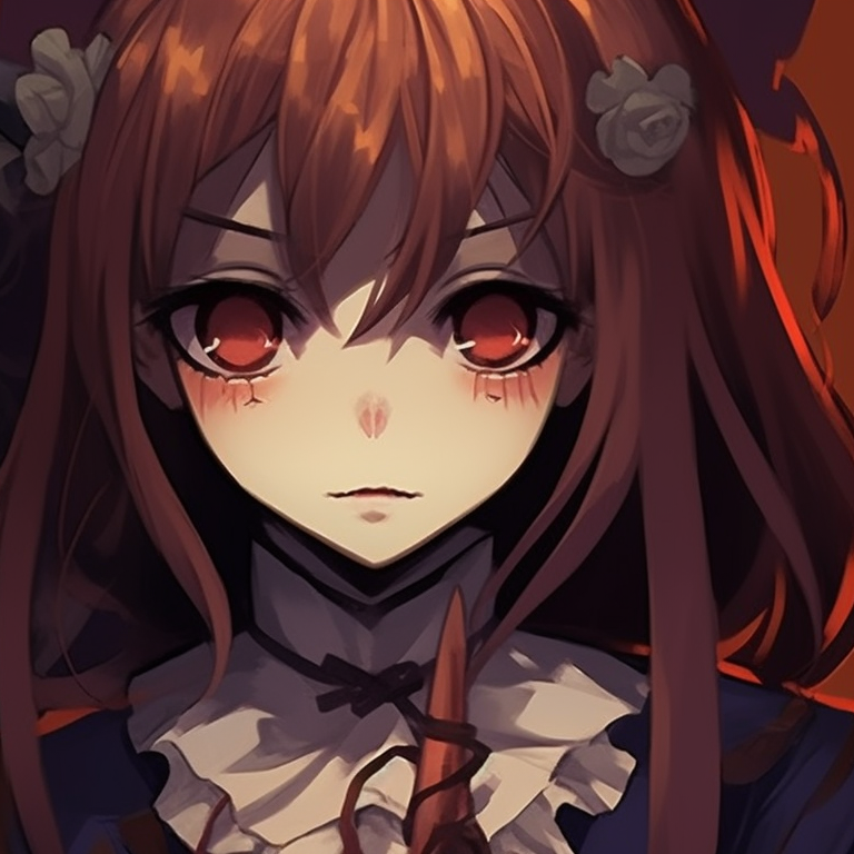 Two characters in haunting costumes, sinister expressions, and detailed shading. iconic movie character matching meme pfp halloween theme pfp for discord.