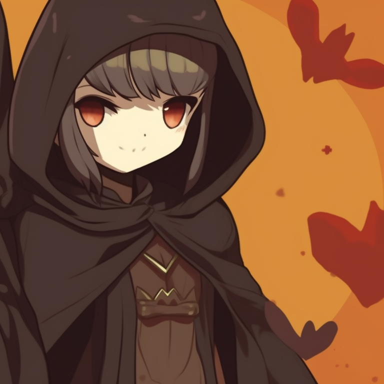 Two characters in witch costumes, strong contrast and intricate hat details. matching bff halloween theme pfp for discord.