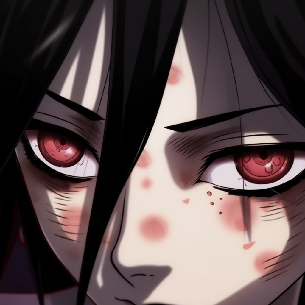 Eyes of Kaguya in all their glory, brilliant hues and detailed linework. intriguing styles of pfp anime eyes