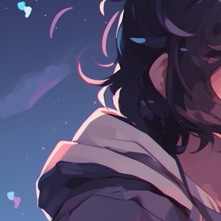 Two characters, cool tones and mysterious aura, under a starry sky. cool discord matching pfp ideas pfp for discord.