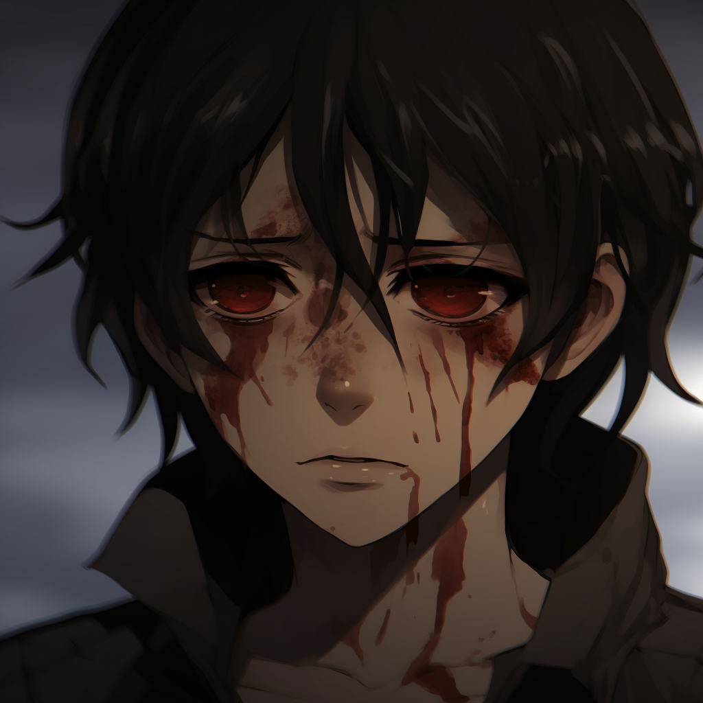 Close up of Eren's face, showcasing his sadness under muted tones. exclusive anime pfp sad images pfp for discord.