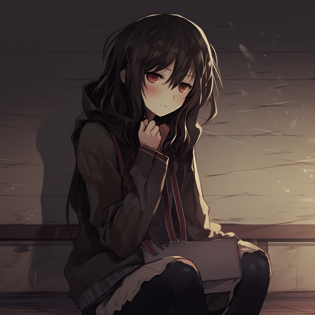 Pessimistic anime character, monochrome color scheme and heavy shadows. unique depressed anime pfp compilations