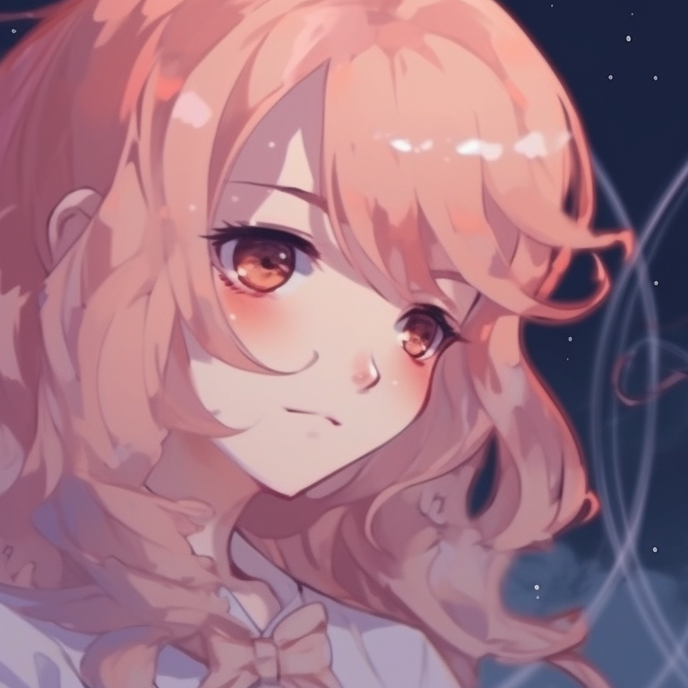 Two characters under a starry sky, gazes meeting, vibrant tones fascinating match for 2 friends' pfp pfp for discord.