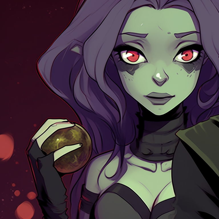 Beastboy and Raven in matching witch and warlock costumes, intricate details and gothic color scheme. icons of beastboy and raven in halloween costume pfp for discord.