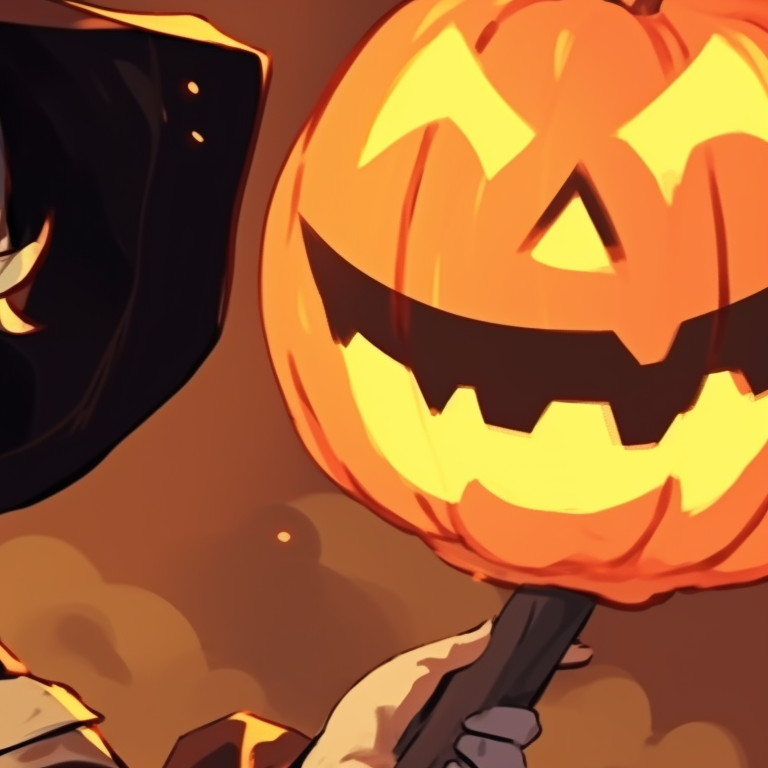 Two characters in a haunted setting, cool blue and gray palette with an eerie feel. matching halloween pfp with spooky elements pfp for discord.