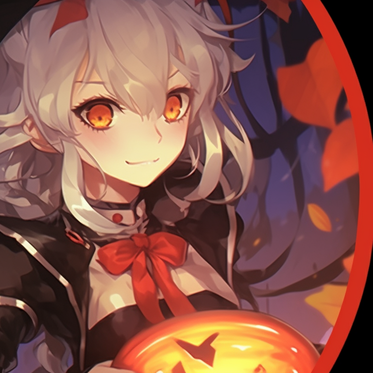 Two Genshin-inspired characters donning Halloween costumes, dark colors with high contrast. genshin inspired halloween matching pfp pfp for discord.