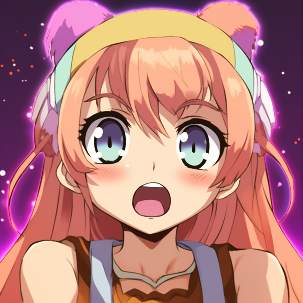 Anime girl showing a laughable expression with meticulously detailed eyes and hair, full of humorous charm. girl anime meme pfp of comedy pfp for discord.