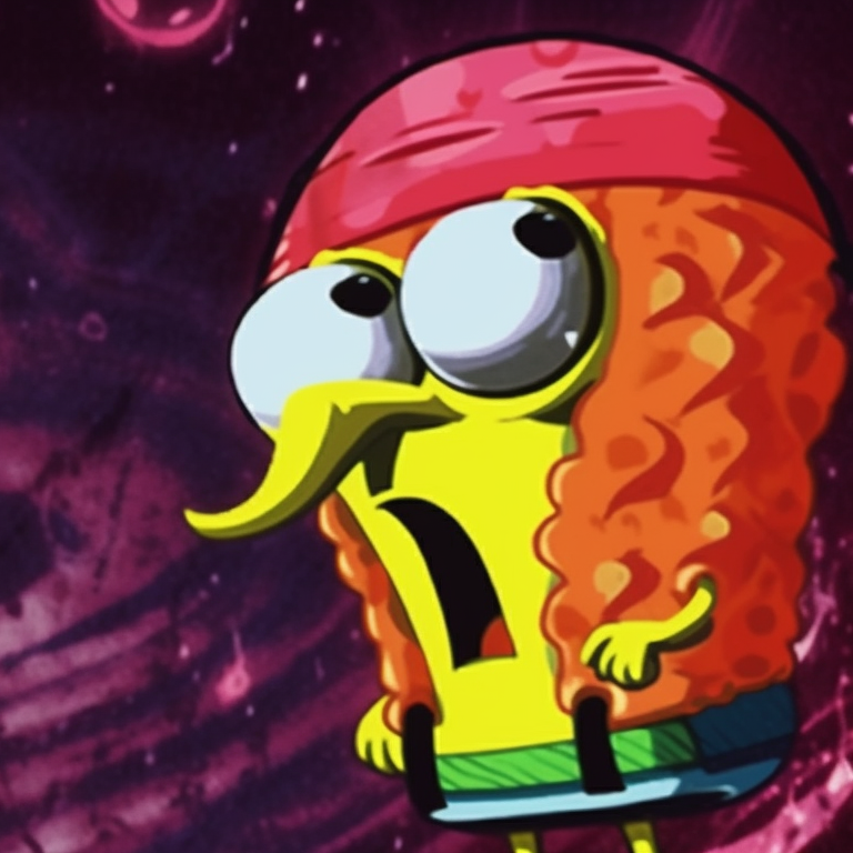 Two characters underwater, stark difference in sizes and contrasting colors. spongebob character matching profile pictures pfp for discord.