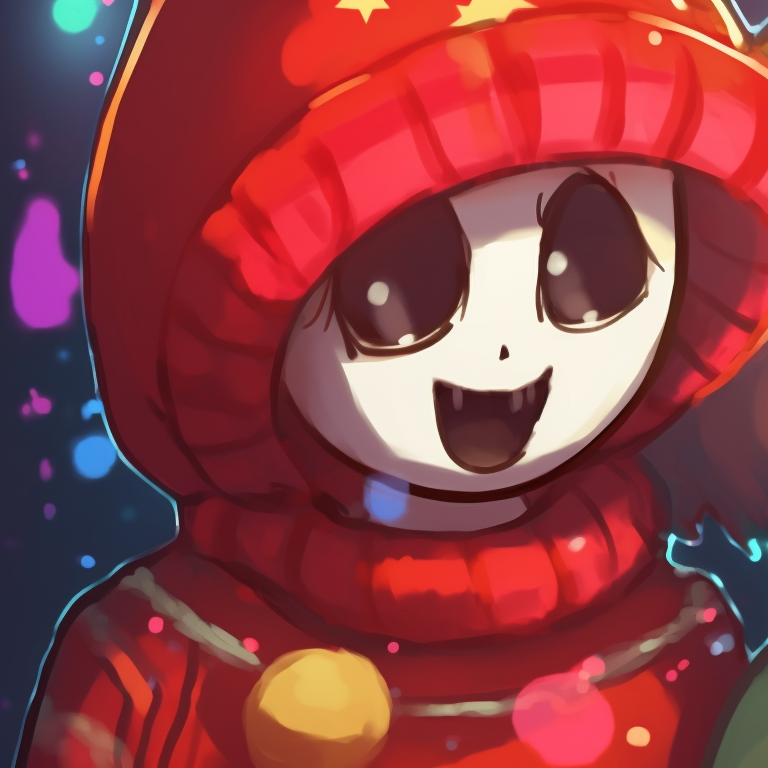Two Error Sans profile pictures in matching Christmas outfits, soft lighting and digital glitch effects. matching pfp set with error sans christmas theme pfp for discord.