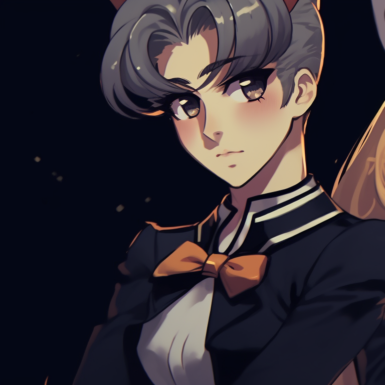 Two characters posing next to a glowing jack-o'-lantern, warm colors and detailed texture. sailor moon matching pfp halloween theme ideas pfp for discord.