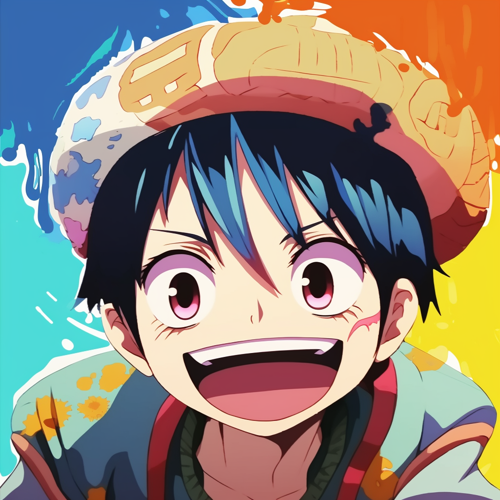 Luffy posing in a funny way, dynamic composition and bold outlines. anime meme pfp that tickle your funny bones pfp for discord.