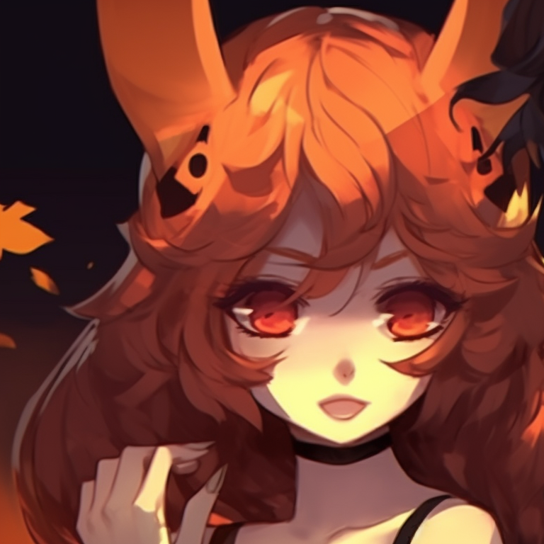 Characters holding identical pumpkins, in costumes and a large moon in the backdrop. halloween themed couple pfp ideas pfp for discord.