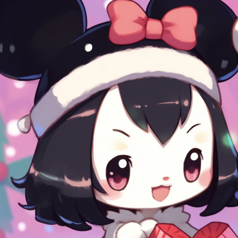 Characters singing carols, emotive expressions with detailed clothing design. matching kuromi christmas pfp themes pfp for discord.