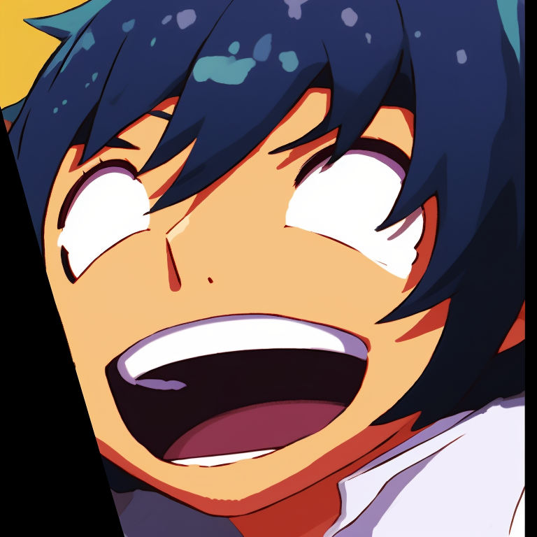 Two recognizable anime heroes, laughing, high saturation of colors. funny anime matching pfp collection pfp for discord.