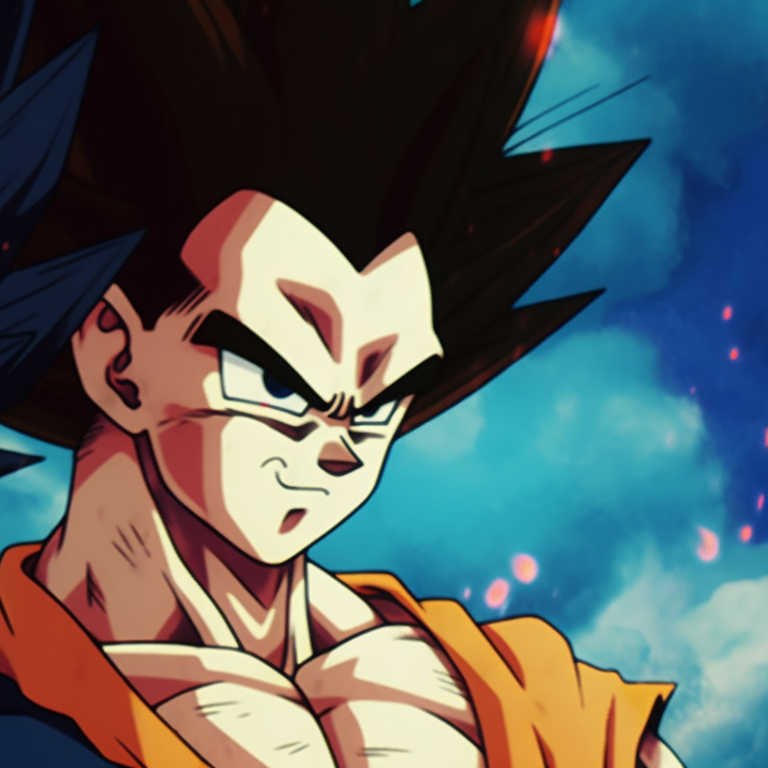 Goku and Vegeta in their Super Saiyan forms, displaying intense energy auras, fiery colors and dynamic lines. dragon ball goku and vegeta matching pfp pfp for discord.