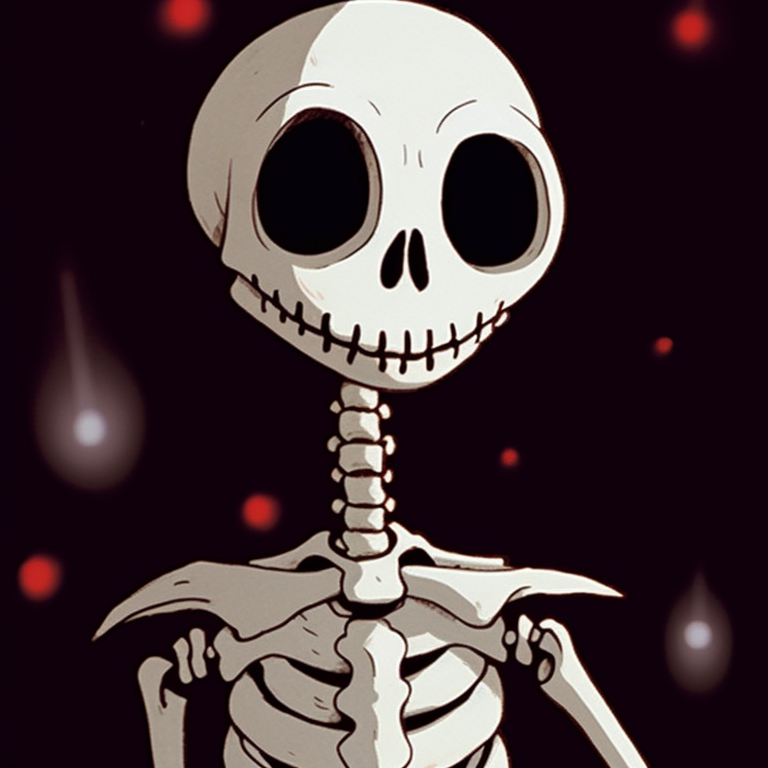 Two skull characters under a mistletoe, rich holiday palette and endearing expressions. holiday themed matching christmas skeleton pfp pfp for discord.