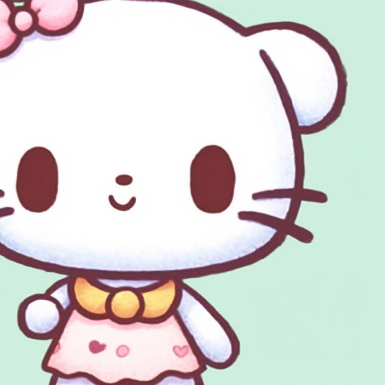 Three characters, Hello Kitty, Keroppi and Pochacco, bright colors with detailed outlines. stylish matching sanrio pfp pfp for discord.
