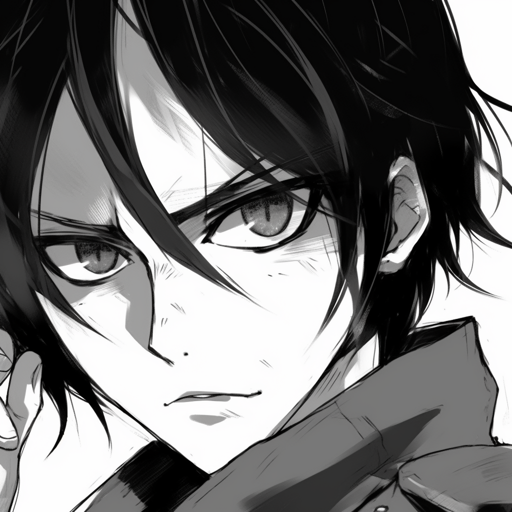 Levi Ackerman in action, dramatic composition and bold outlines. manga anime pfp for boys pfp for discord.