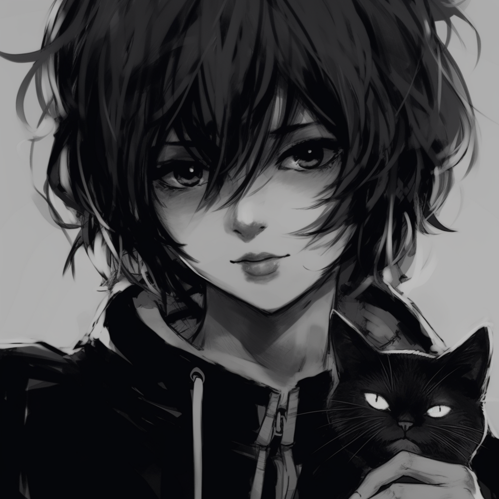 A schoolgirl against a gloomy backdrop, subdued colors and intricate character detailing. dark aesthetic girl manga anime pfp pfp for discord.