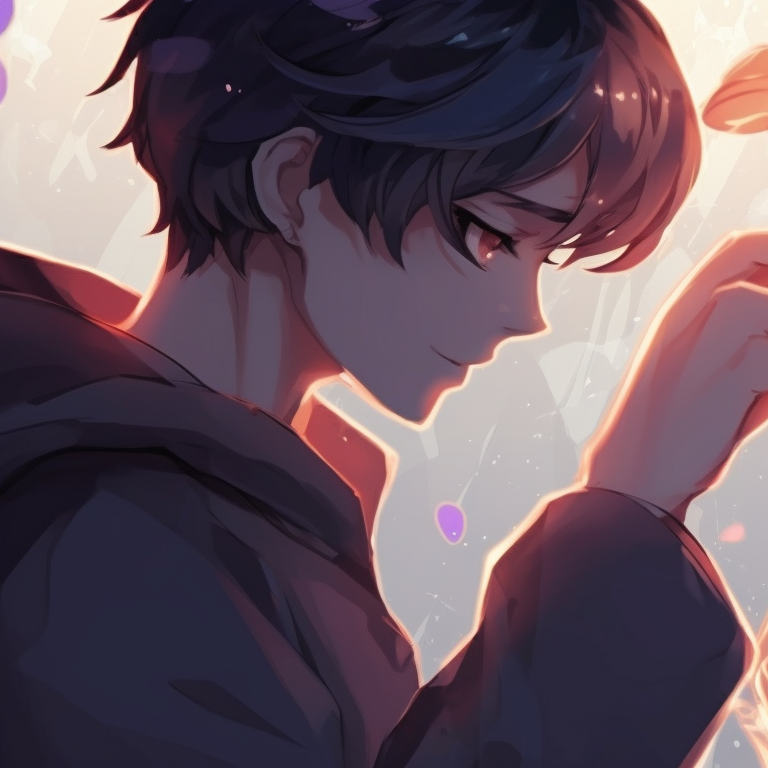 Two characters with magical elements, bright colors and dreamy vibe. romantic couple match pfp pfp for discord.