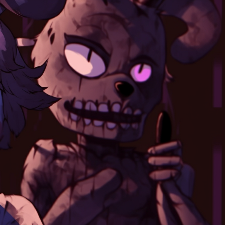 Two characters in dreaded animatronic forms, dark tones and eerie shadows. variety of fnaf matching pfp pfp for discord.