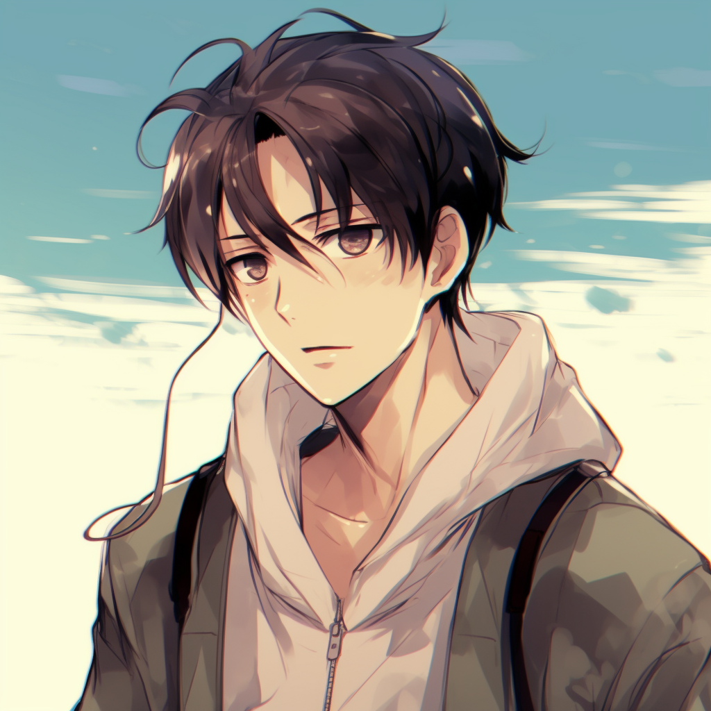 Levi Ackerman in an action pose, dynamic element with strong lines. cool anime male pfp pfp for discord.