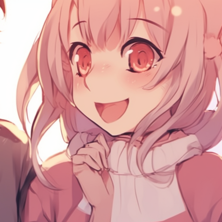 Two characters in coordinating pastel outfits, sharing a warm smile and gentle shading in the details. anime style pfps for best friend duo pfp for discord.