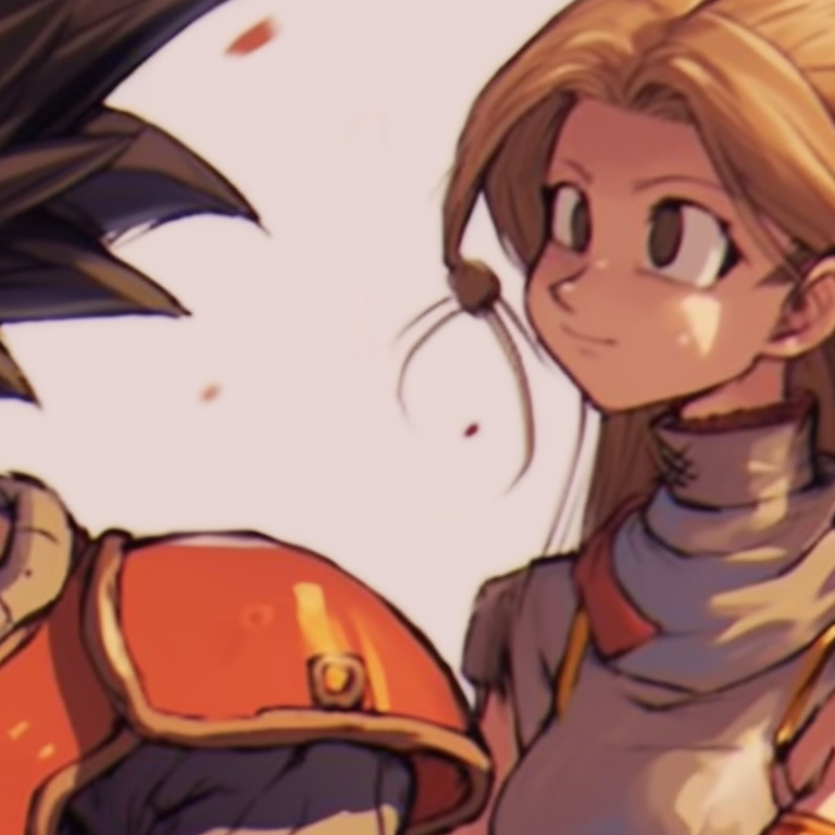 Goku and Chichi in saiyan armor, intense expressions, detailed illustrations. goku and chichi matching outfits pfp for discord.