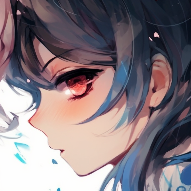 Two anime girls, dazzling color combinations and cheerful expressions, sharing an umbrella. vibrant anime girl matching pfp pfp for discord.