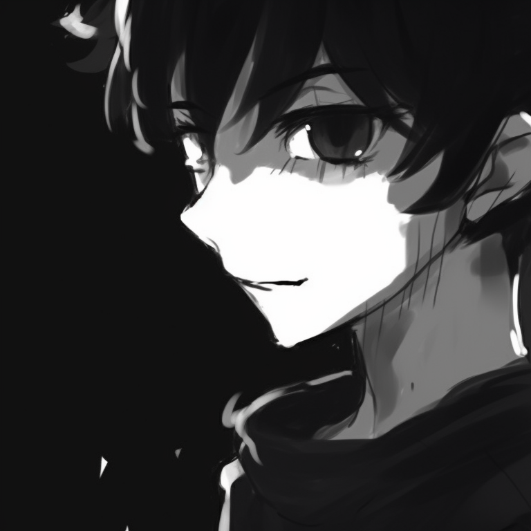 Back to back characters, reflection evident in their mirrored expressions. black and white matching pfp for couple pfp for discord.