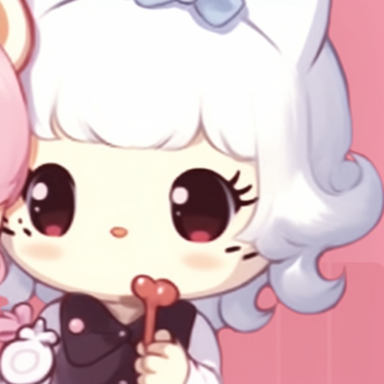 Hello Kitty along with an anime character, endearing smiles against a lively backdrop. hello kitty and anime characters matching pfp pfp for discord.