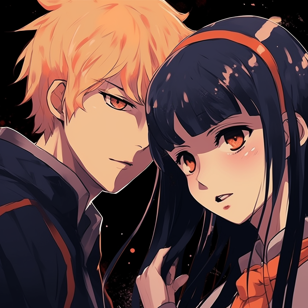 Pair of 'Naruto' themed profile pictures featuring Konoha village, dynamic composition and soft colours. matching anime pfp for couplesHD, free download