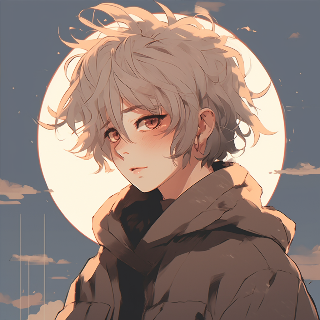 Profile of an anime boy in a nostalgic, vintage style, rustic colors and detailed linework. creative anime aesthetic pfp ideas