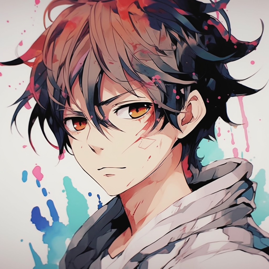 Close-up of Natsu's intense gaze, bold lines and bright colors. iconic anime characters pfp