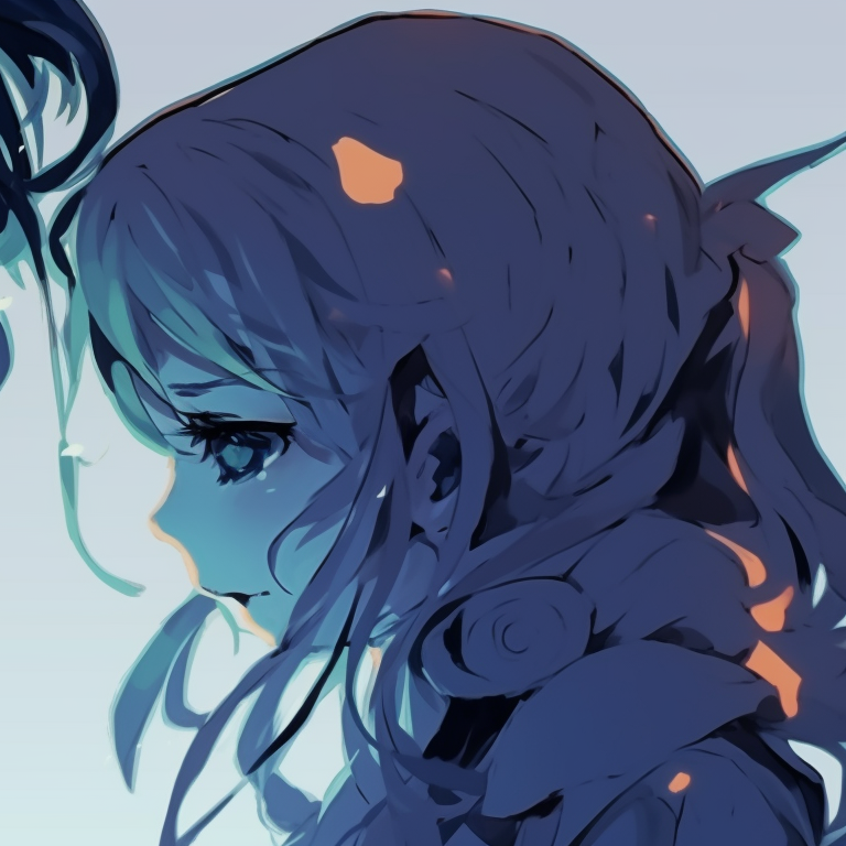 Two characters asleep, a crystal blue landscape in their dream, soft lines and cooling palette. aesthetic pfp discord in blue pfp for discord.