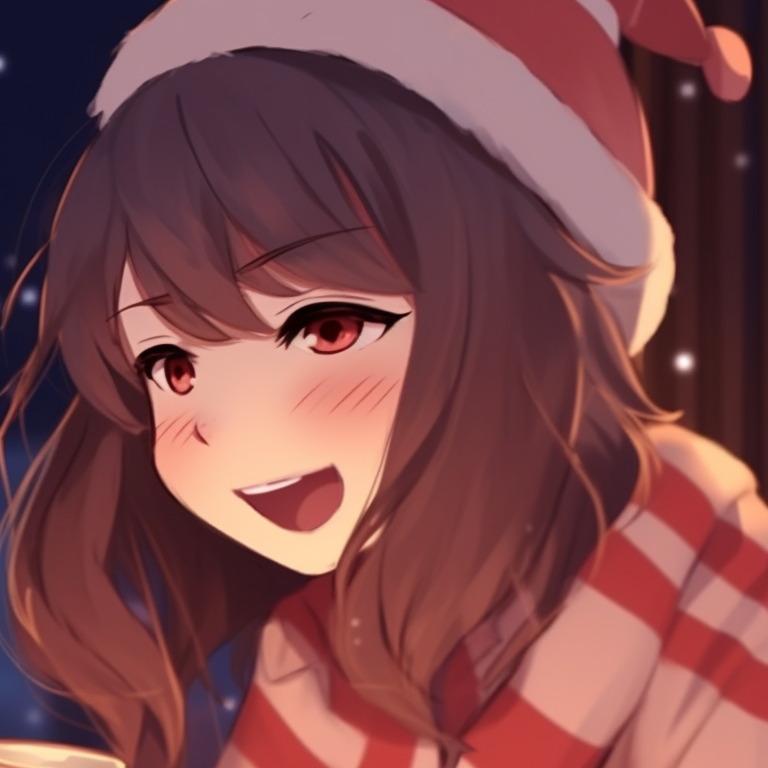 Two characters, one portraying Santa Claus and the other a jolly reindeer, bold colors and festive style, laughing in mirth. cute designs for matching christmas pfp pfp for discord.