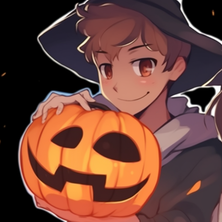 Characters under a twilight sky, dark outlines against the setting sun, enigmatic gaze. unique halloween matching pfp pfp for discord.