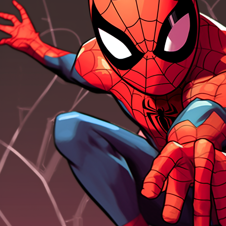 Two characters bouncing off the walls, animation style, contrasting warm and cool colors spider man matching pfp for kids pfp for discord.
