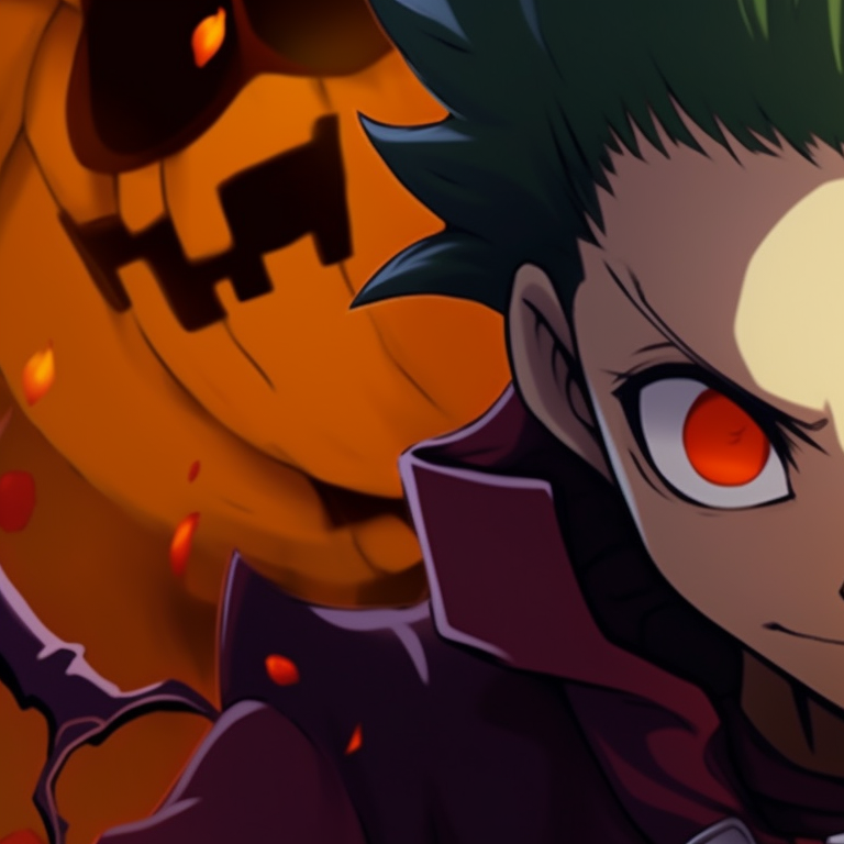 Two characters with spider-themed elements, profile picture with minimalistic style and cold colors. hunter x hunter matching pfp halloween theme ideas pfp for discord.