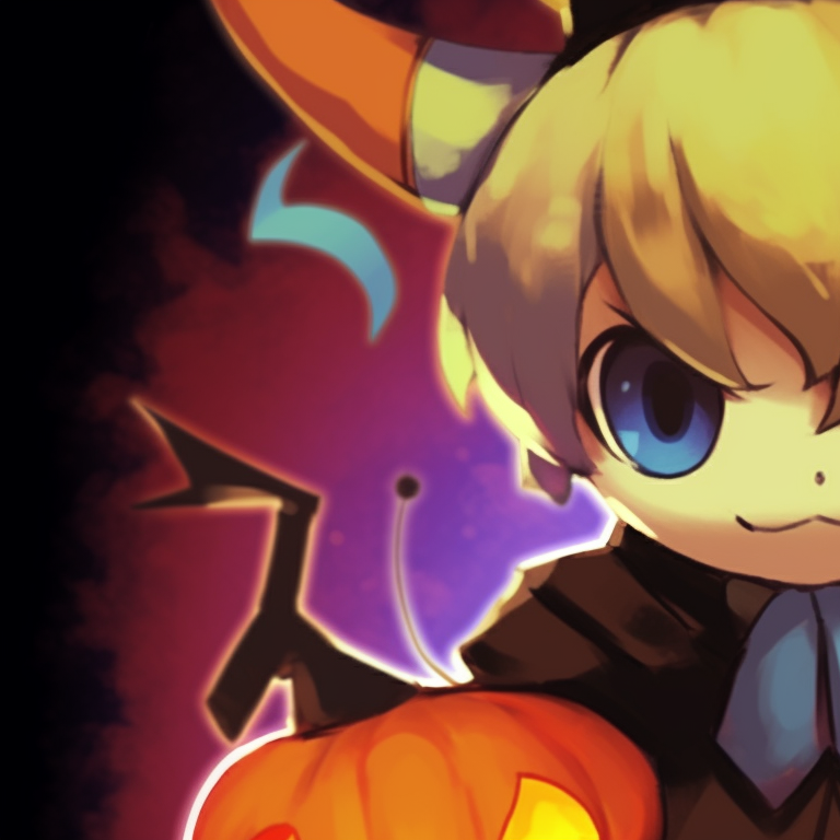 Two partnered Pokemon in matching Halloween costumes, vibrant color scheme with loving detail. creative matching pokemon pfp halloween theme ideas pfp for discord.