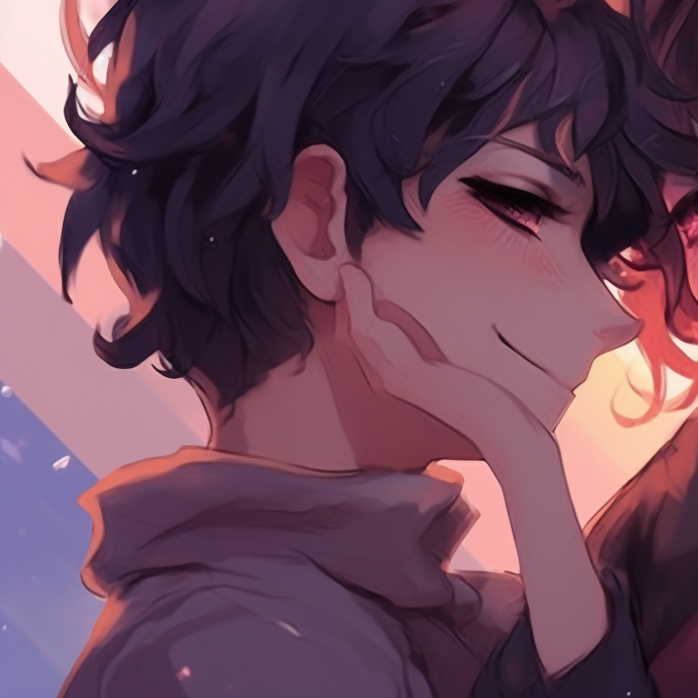 Two characters sharing a significant glance, with minutely detailed expressions and light artistic brush-strokes. synchronized anime icons for 2 friends pfp for discord.