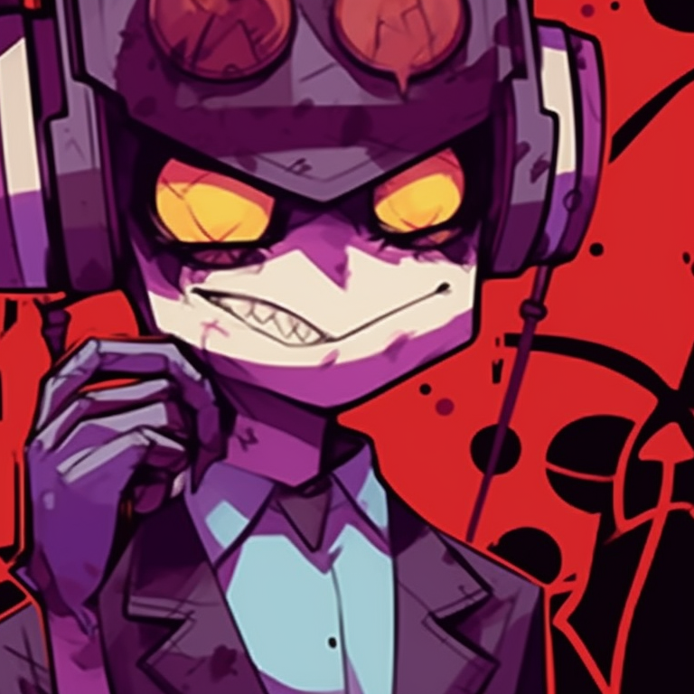 Two FNAF characters, grimy textures and nocturnal colors, standing side-by-side in a decrepit graveyard. fnaf pfp halloween designs pfp for discord.