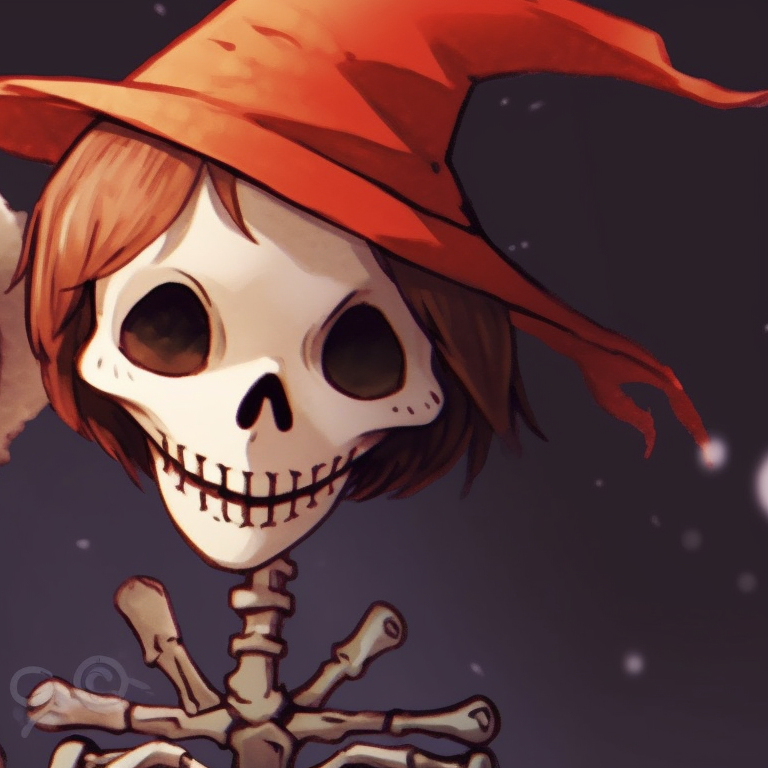 Two skeleton characters donned in Christmas hats, grinning widely, with a minimalist background. ideal matching christmas skeleton pfp pfp for discord.